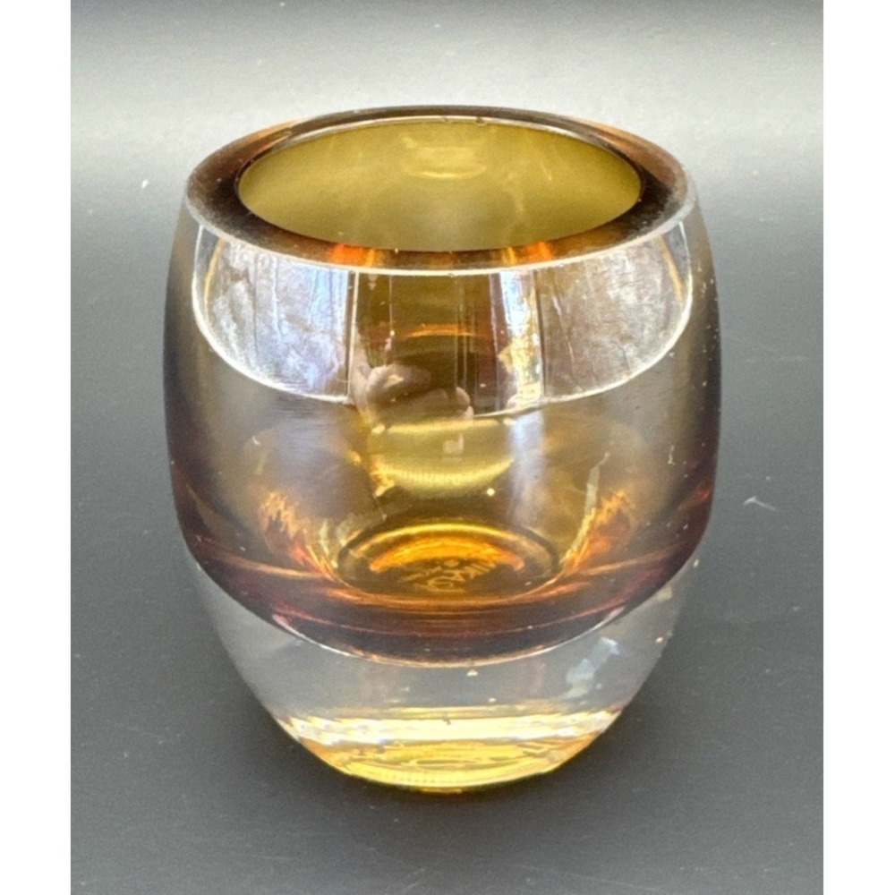 Mikasa Home Accents Solaris Amber Brown Art Glass Votive Candle Holder